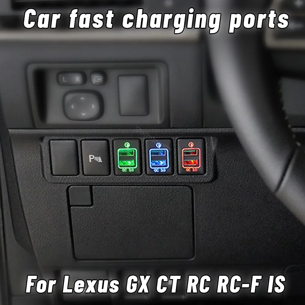 

Qc 3 Charging Ports Usb Adapter for Lexus GX 2010 2013 ES RC 2016 RCT CT 2018 2020 IS 2014 2017 Interior Accessories