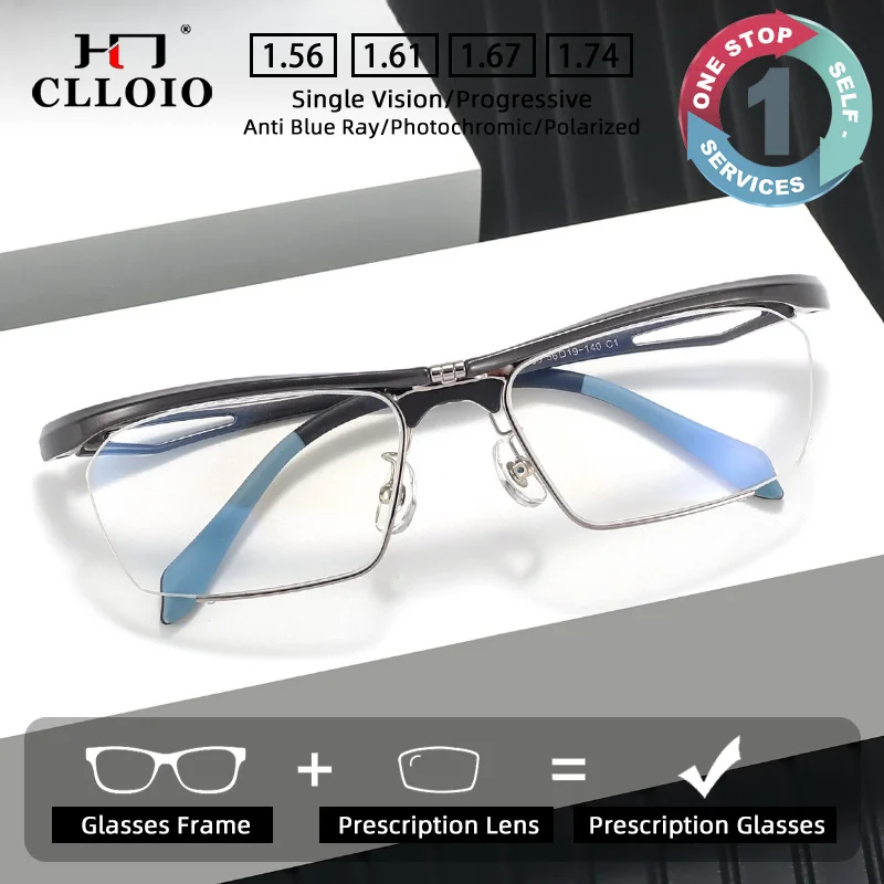 

CLLOIO Business Office Flippable Design Blue Light Blocking Reading Glasses for Men Classic Women Half Frame Presbyopic Glasses