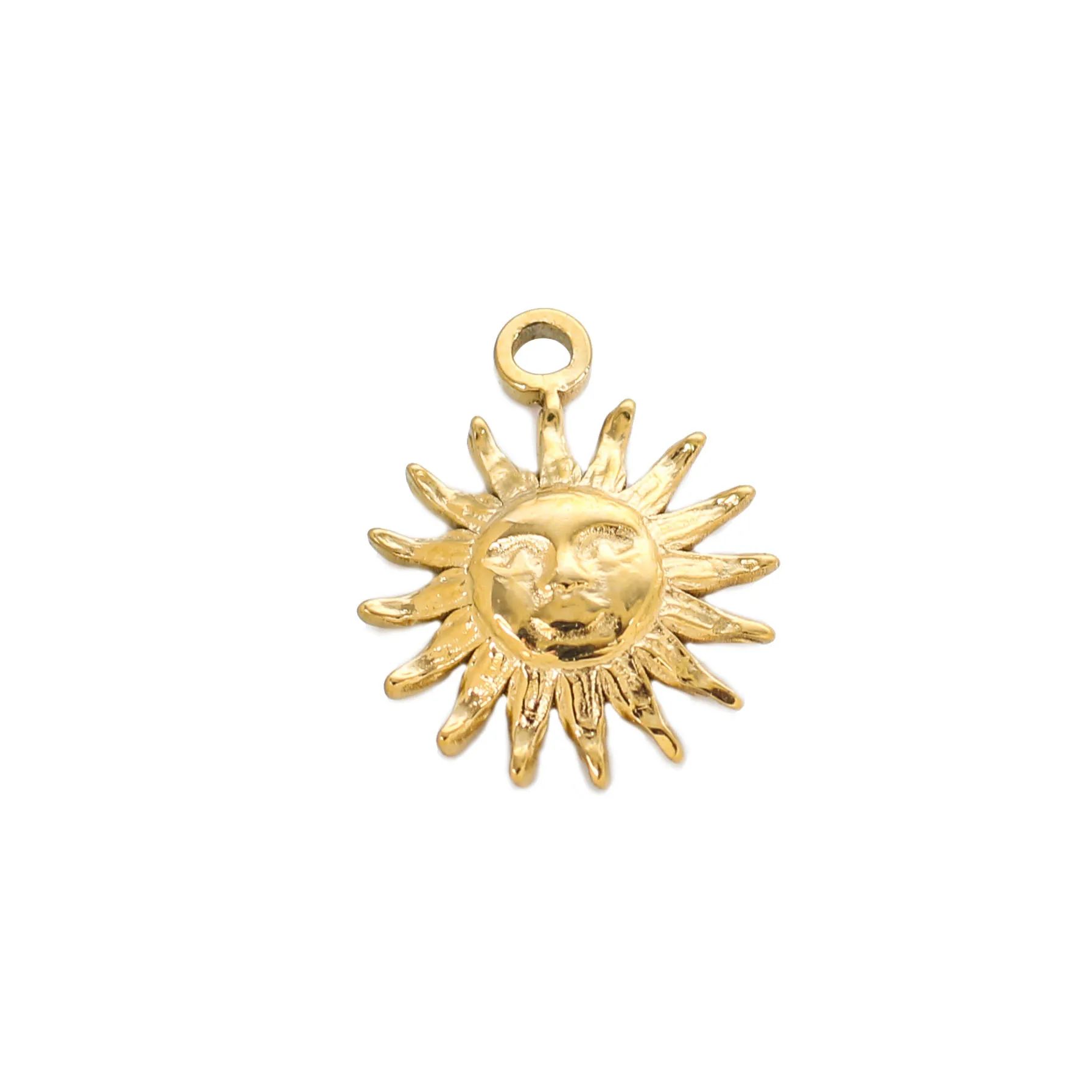 3Pcs/Lot Sun Smile Face Pendants Stainless Steel Celestial Dangle Charms DIY Bracelet Earring Jewelry Making Supplies Wholesale