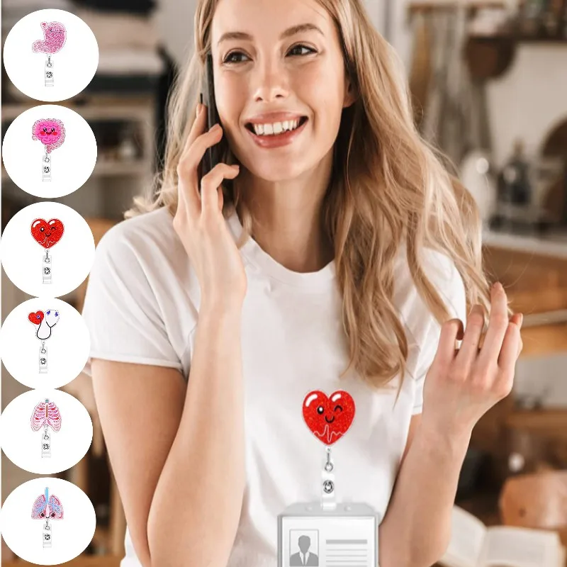 

Катушка для бейджа с героями мультфильмов, выдвижной держатель для бейджа медсестры, держатель для удостоверения личности доктора, брелок для ключей, подарок, офисный студенческий зажим для бейджа