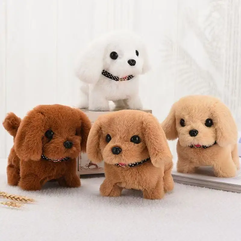 Electric Plush Simulated Dog Toy Interactive Sound Producing Stuffed Animal Puppy Pet Kids Gift Realistic Barking Walking Dog