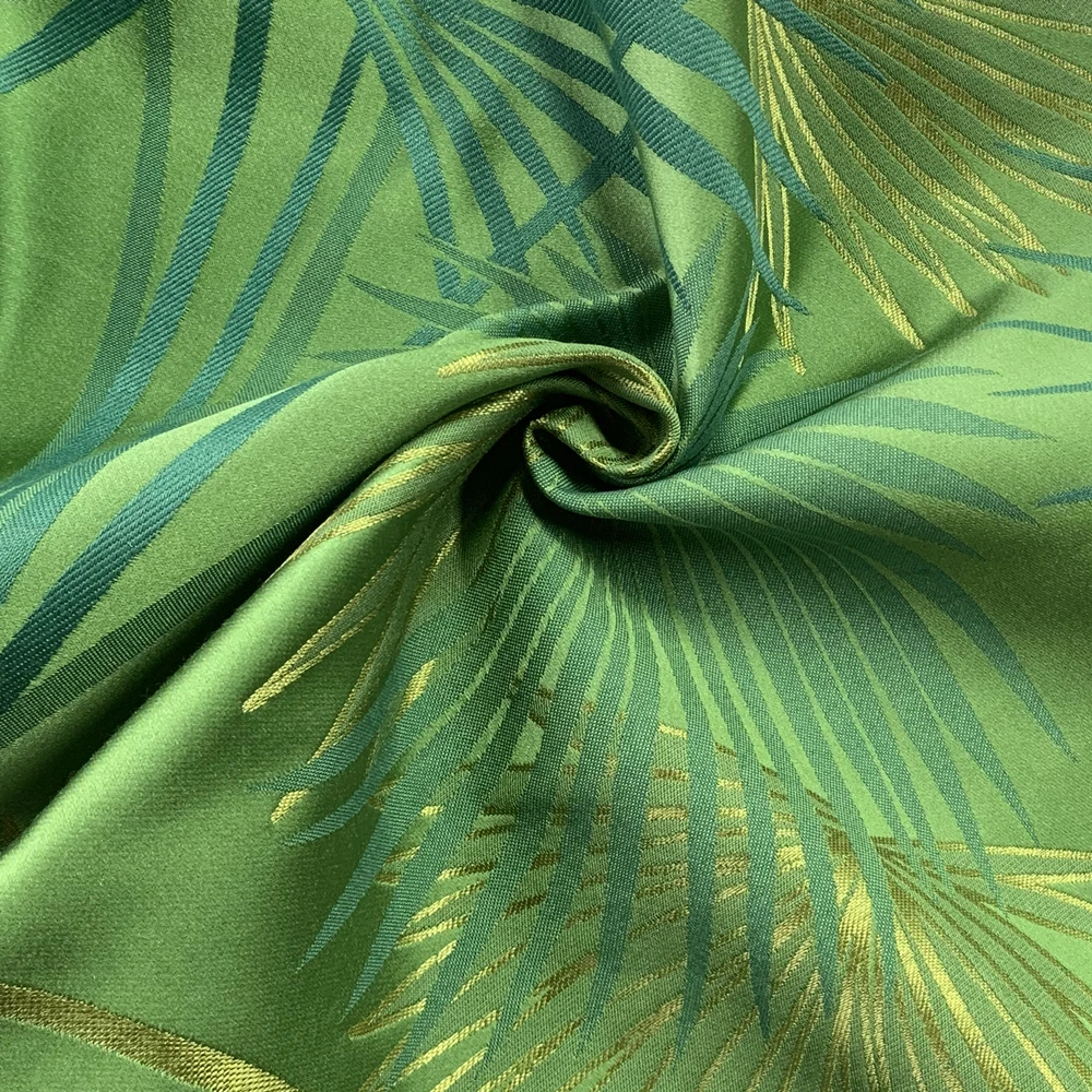 

Modern Chinese Style Sofa Tropical Leaf Fabric Curtain Luxury Soft Home Decor Embroidered Green Long 290cm Furniture Textile