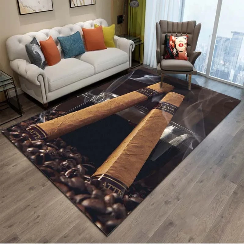 Tobacco Cigar Smoke Series Drink Area Rug,Carpet Rug for Living Room Bedroom Sofa Doormat Decoration,Kid Play Non-slip Floor Mat