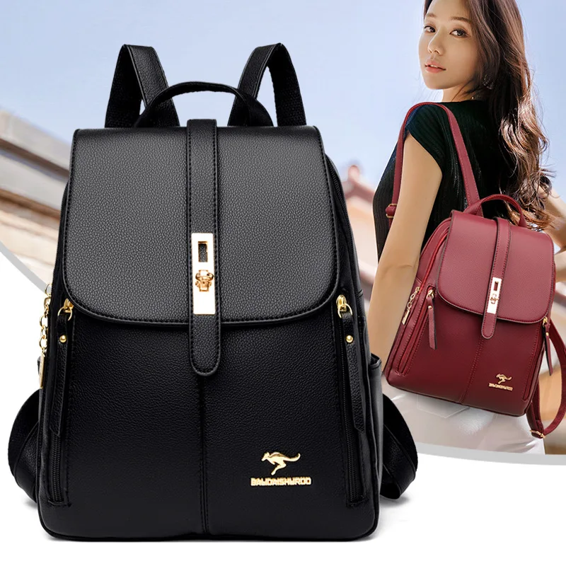 Classic Black Backpack Timeless Multiple Pockets Storage Backpacks Functional Tote Shoulder Bag for Women Work, School, Travel