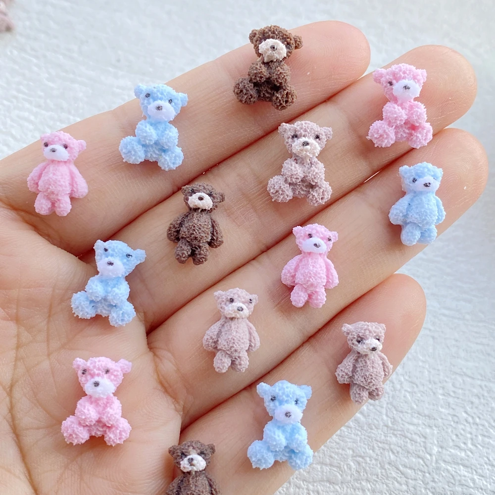 50 peças de resina, mini animais fofos de desenho animado, ursinhos de borracha macia, decoração para unhas, scrapbook, joias, artesanato e acessórios.
