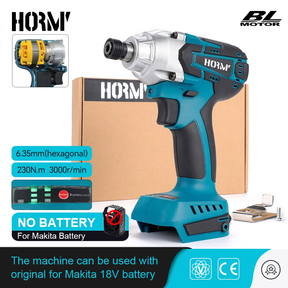 

Hormy Brushless Electric Hammer Drill Cordless Screwdriver 3 in 1 Powerful 2-Speed Impact Drill Tool For Makita 18V Battery