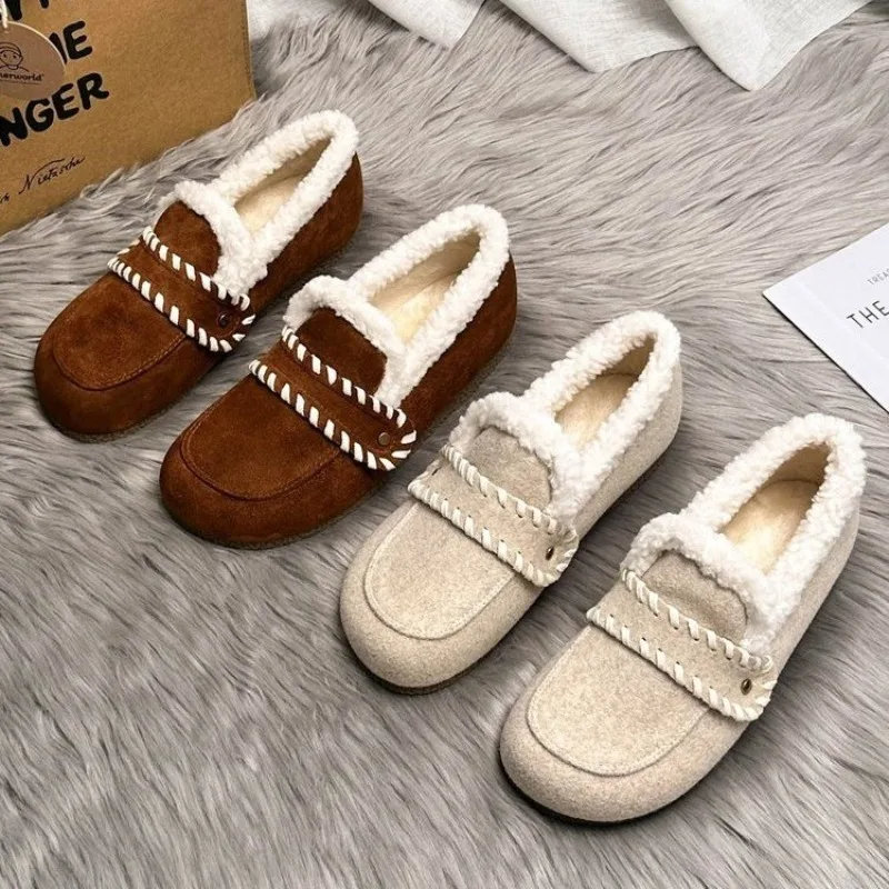 

The New 2025 Autumn and Winter Korean Version Adds Velvet To Keep Warm and Wears Light Slip-on Loafers for Women's Singles