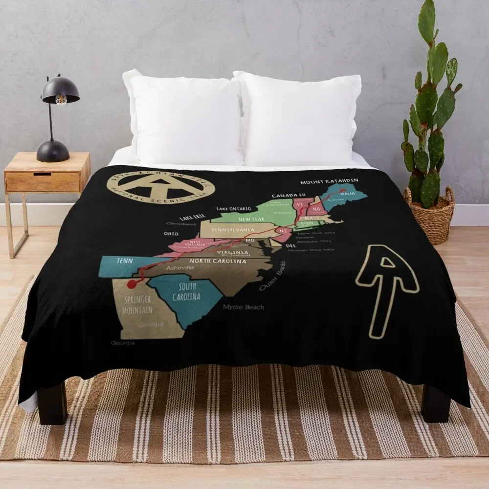 Appalachian Trail Hiking Map Throw Blanket For Decorative Sofa Winter beds Blankets