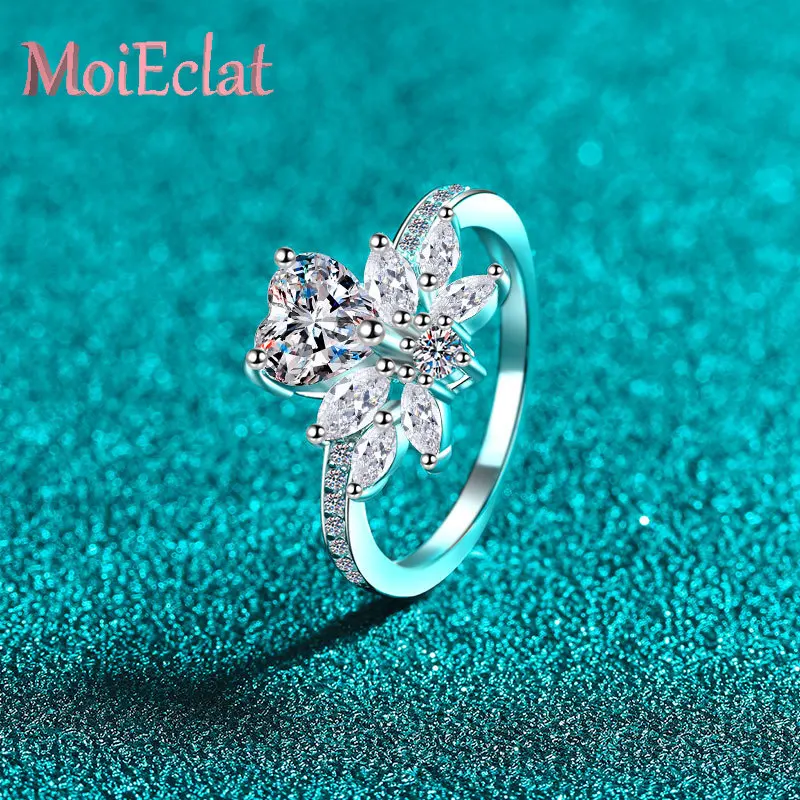 

Для женщин Pt950 платиновый бриллиант Роскошное кольцо с цветком в форме любви 1 карат элегантный муассанит альтернативные свадебные ювелирные изделия подарки