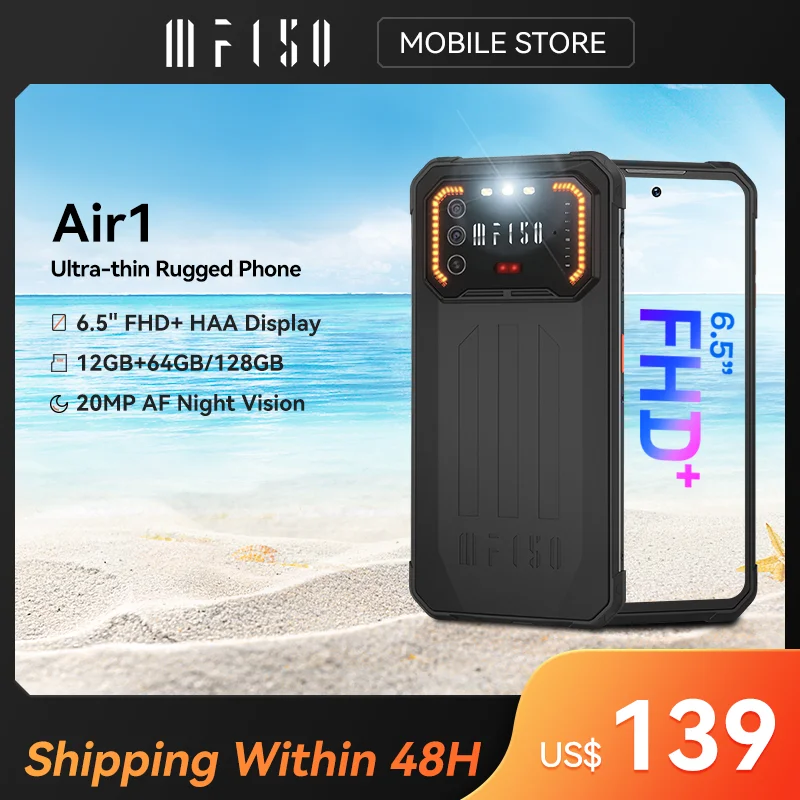 

IIIF150 Air1 Rugged Smartphone 6.5" FHD+ Display 5000mAh Android 12 Mobile Phone 20MP+2MP Macro Camera Cellphone with NFC