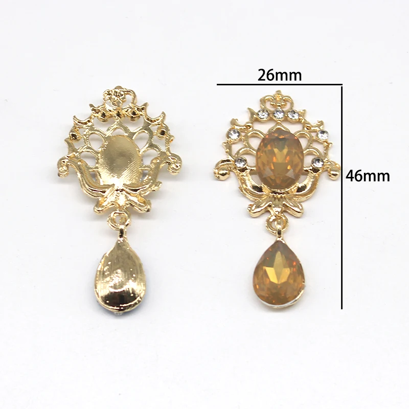 10Pcs 26 * 46mm Oval Metal Rhinestone Resin Small Pendant Accessories Diy Wedding Dress Headwear Bow Decoration Accessories