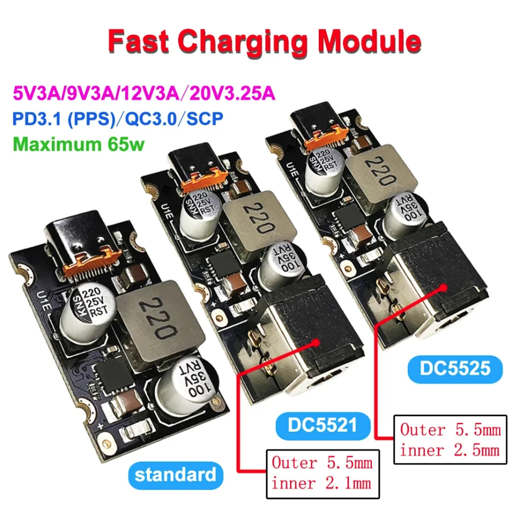 PD65W Fast Charging Module Type-C Interface PD3.1 PPS Fast Charging QC3.0 SCP Fast Charge Step-Down Power Module Mobile