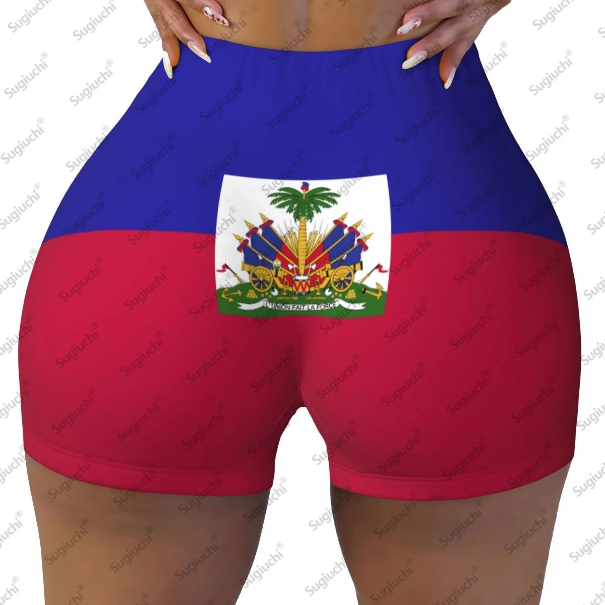 

2026 шорты для йоги с флагом Гаити для женщин, шорты для тренировок, подтяжки ягодиц, с высокой талией, шорты для бега в тренажерном зале