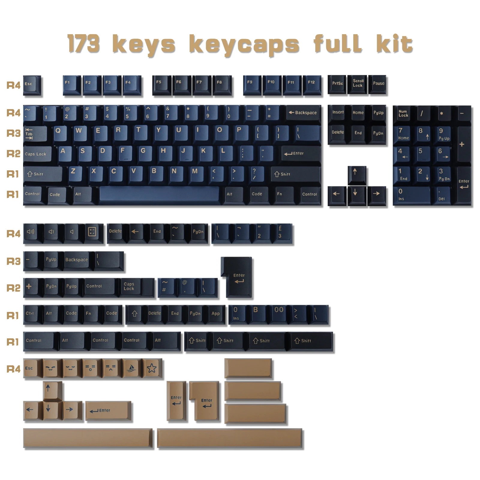 GMK Blue samuraj keycaps, ABS 173 Keys keycaps Cherry Profile doubleho spersonalizowane klawisze GMK do klawiatury mechanicznej