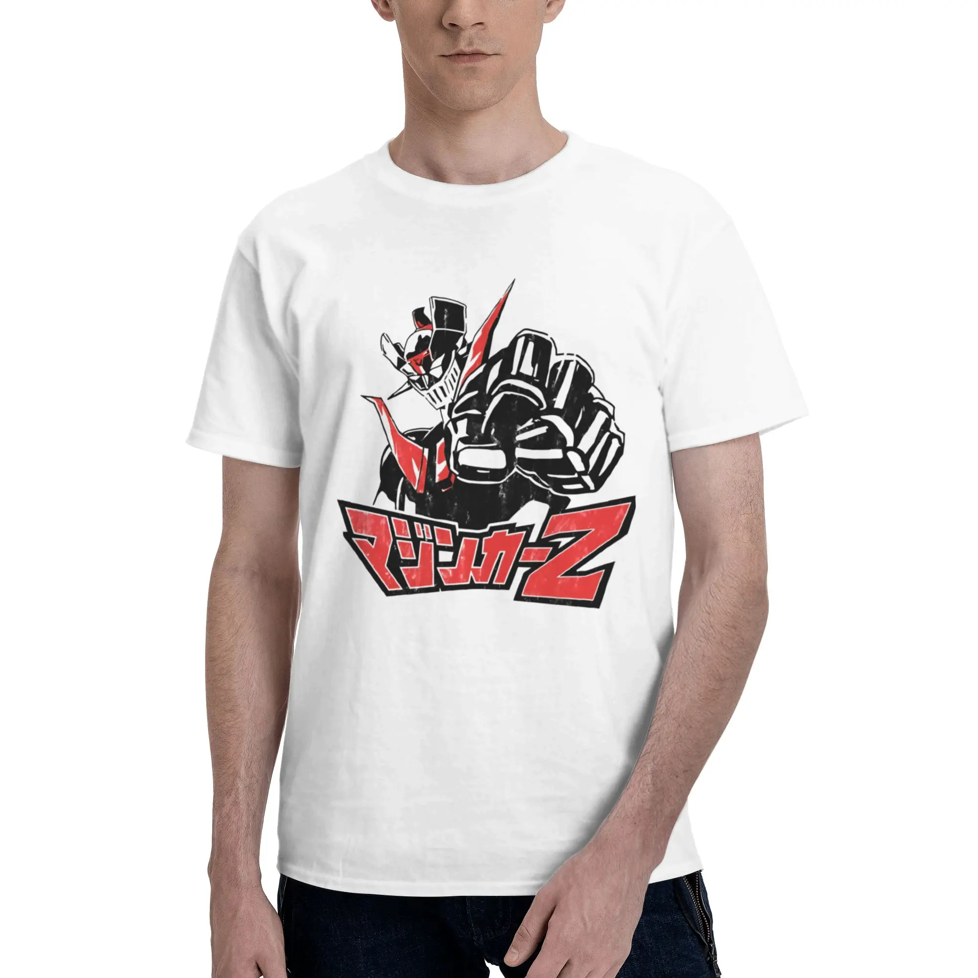 Mazinga Z Black and Red Men's T Shirts Mazinger Z Vintage Tees Short Sleeve Crewneck 100% Cotton Original Tops T-Shirt