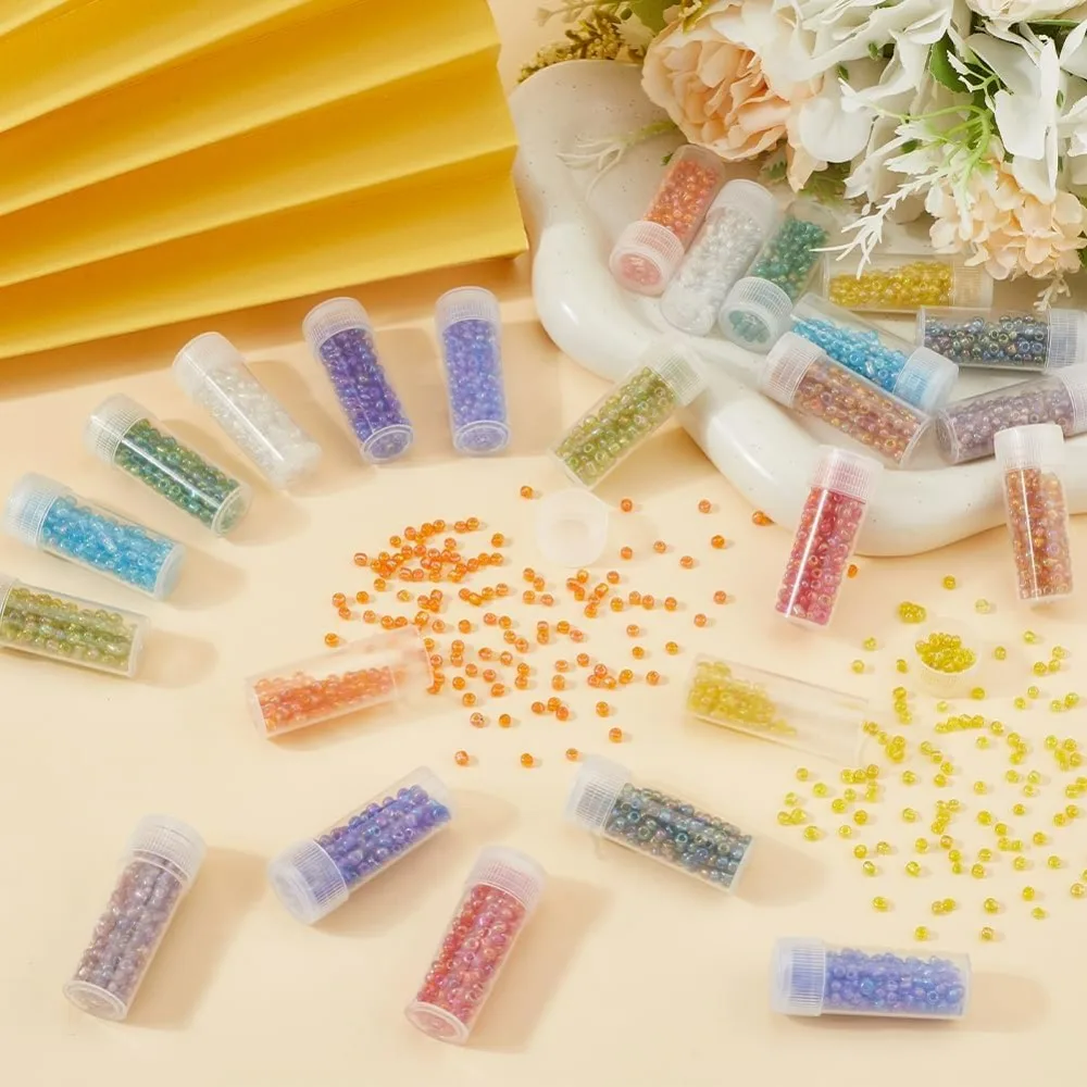 120G Glas-Rocailles, 8/0 Glas-Rocailles, transparente runde Rocailles, 3 mm, kleine Pony-Perlen, Mini-Glasperlen, lose Distanzperlen