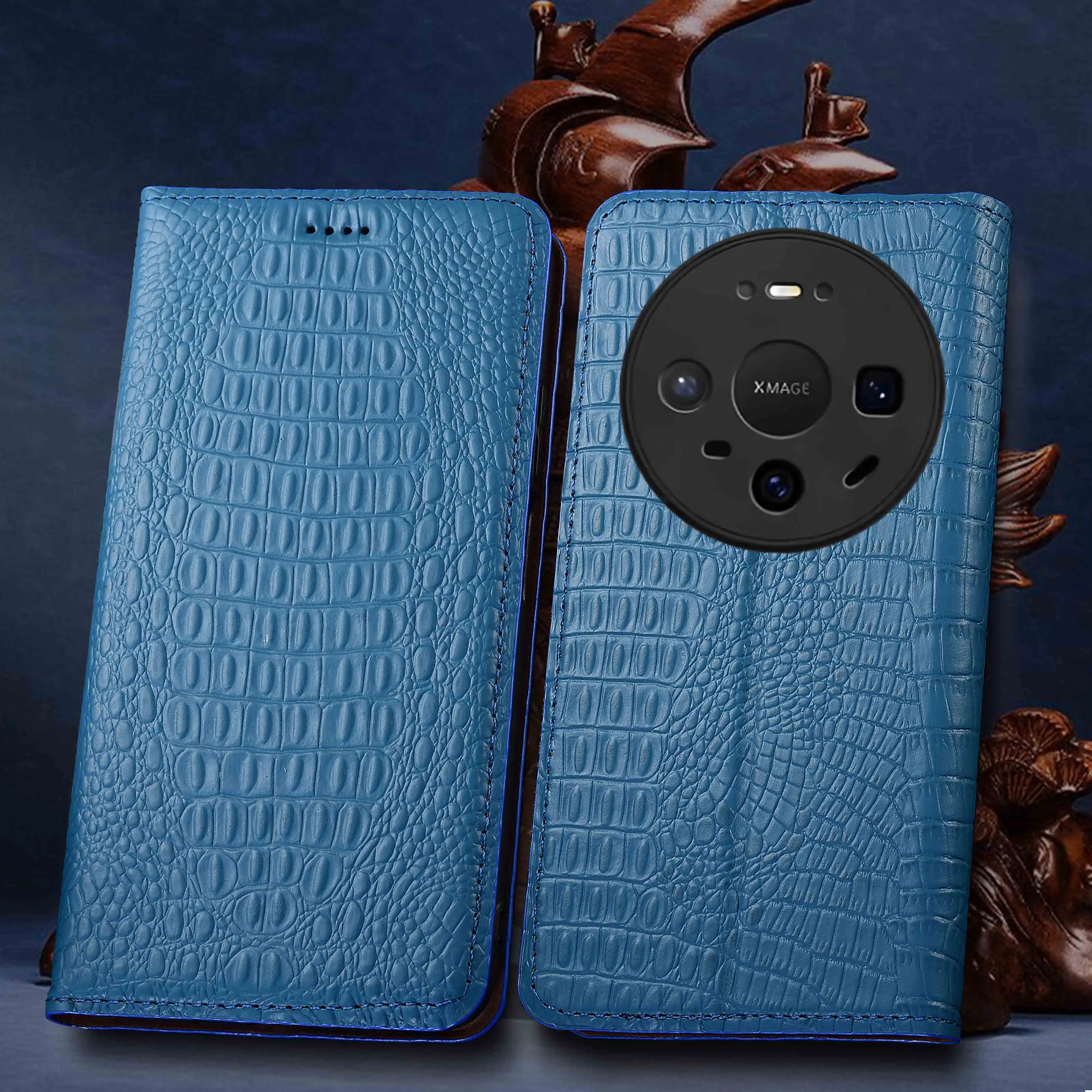 

Genuine Leather Phone Case For HuaWei Mate 30 40 50 60 70 80 Pro Max Plus Lite RSR Crocodile Back Pattern Of Flip Cover Case