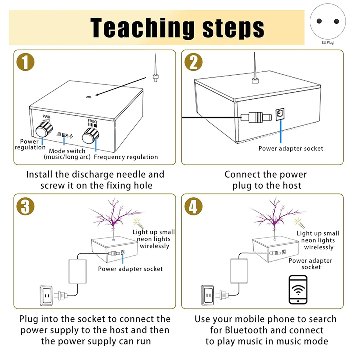 

A06K Bluetooth Music Teslacoil, Arc Artificiallightning Teslacoil Arc Plasma, сенсорный генератор Spark-Gap Teslacoil, вилка европейского стандарта