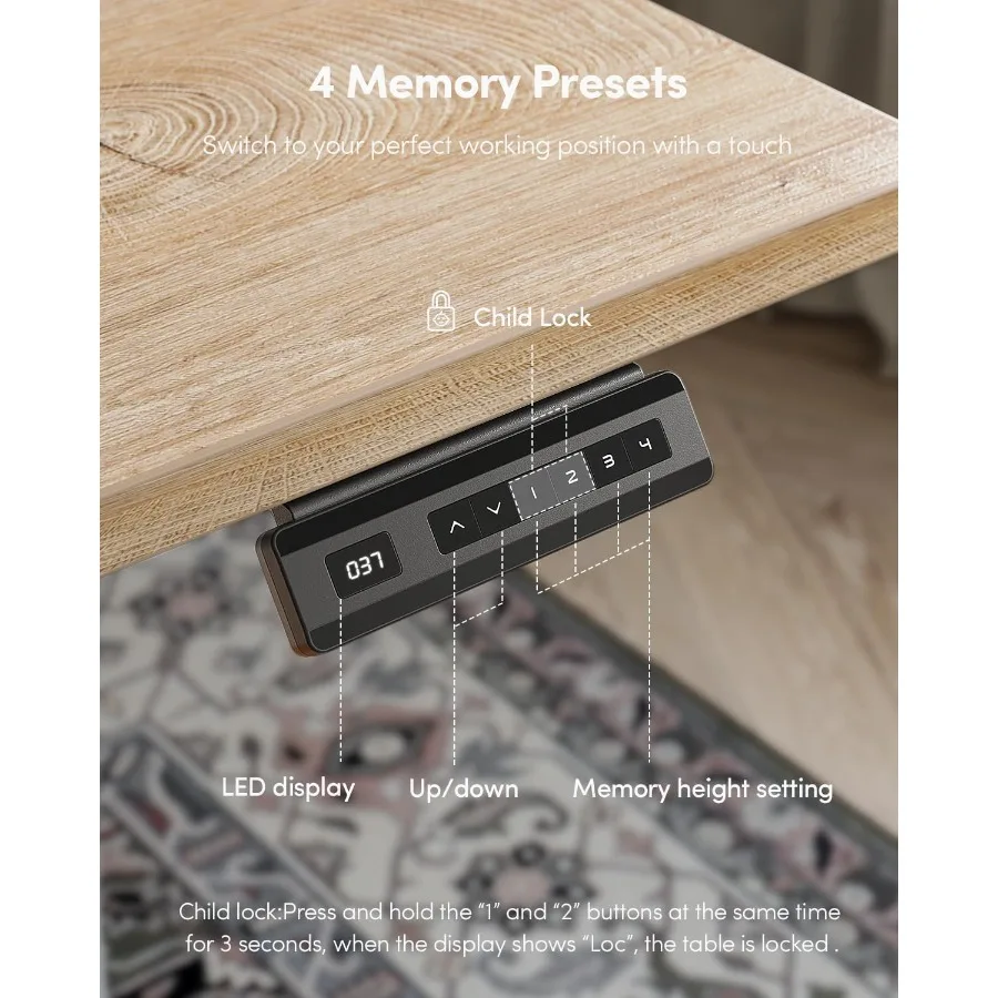 مكتب قائم بارتفاع قابل للتعديل من قطعة واحدة للاستخدام المكتبي المنزلي مقاس 32 × 20 بوصة مكتب كمبيوتر قائم كهربائي مع 4 إعدادات مسبقة للذاكرة #6