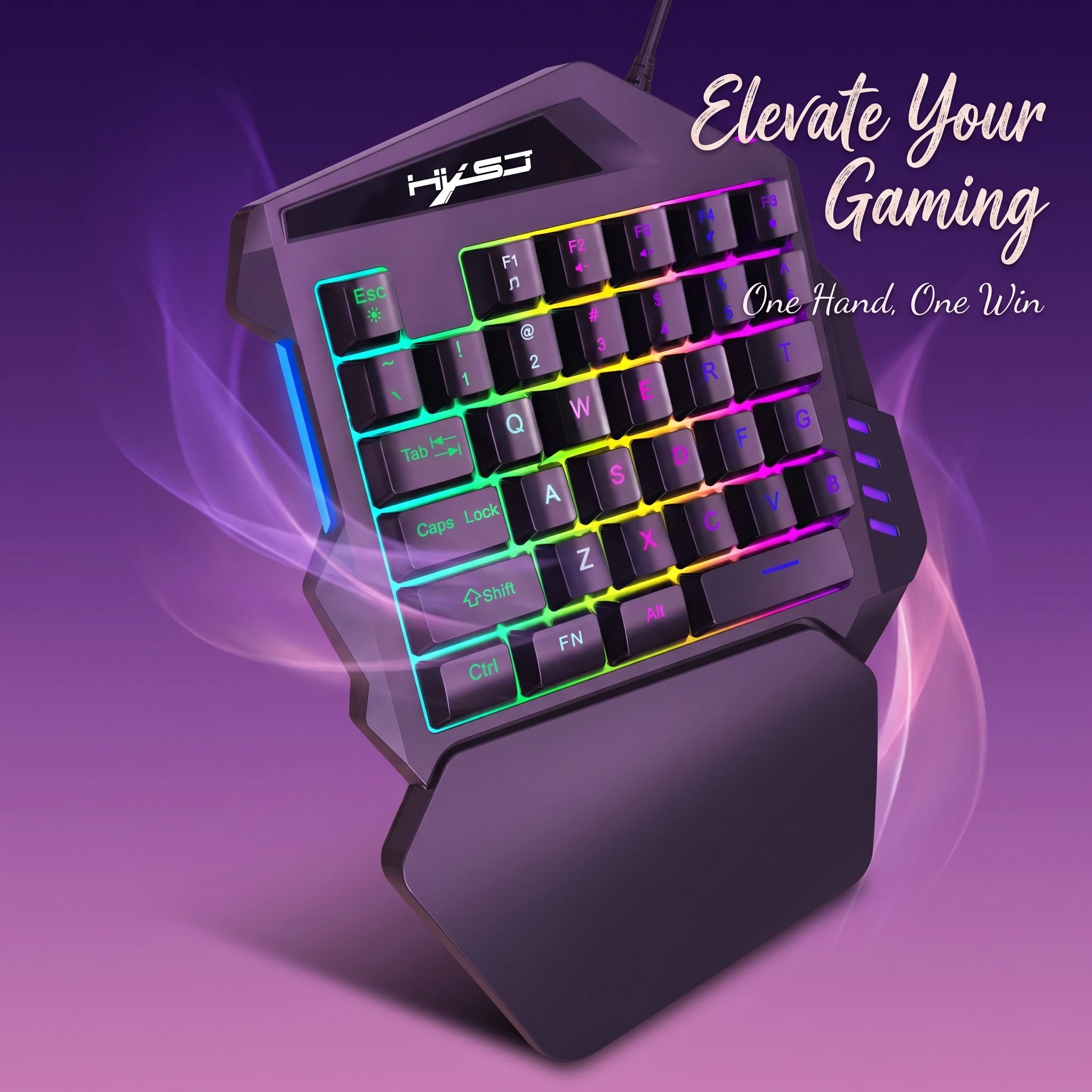 Ergonomische 35-Tasten-Gaming-Tastatur mit RGB-Beleuchtung USB-Betrieben Einhändiges Design Dünne Folientasten für Verbessertes Spielerlebnis