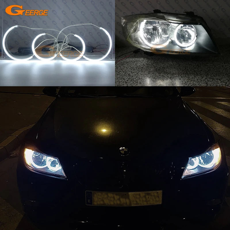 

For BMW 3 Series E90 E91 330i 325i 335i 2005-2008 Pre LCI Halogen HD C-Shape Style Ultra Bright CCFL Angel Eyes Kit Halo Rings