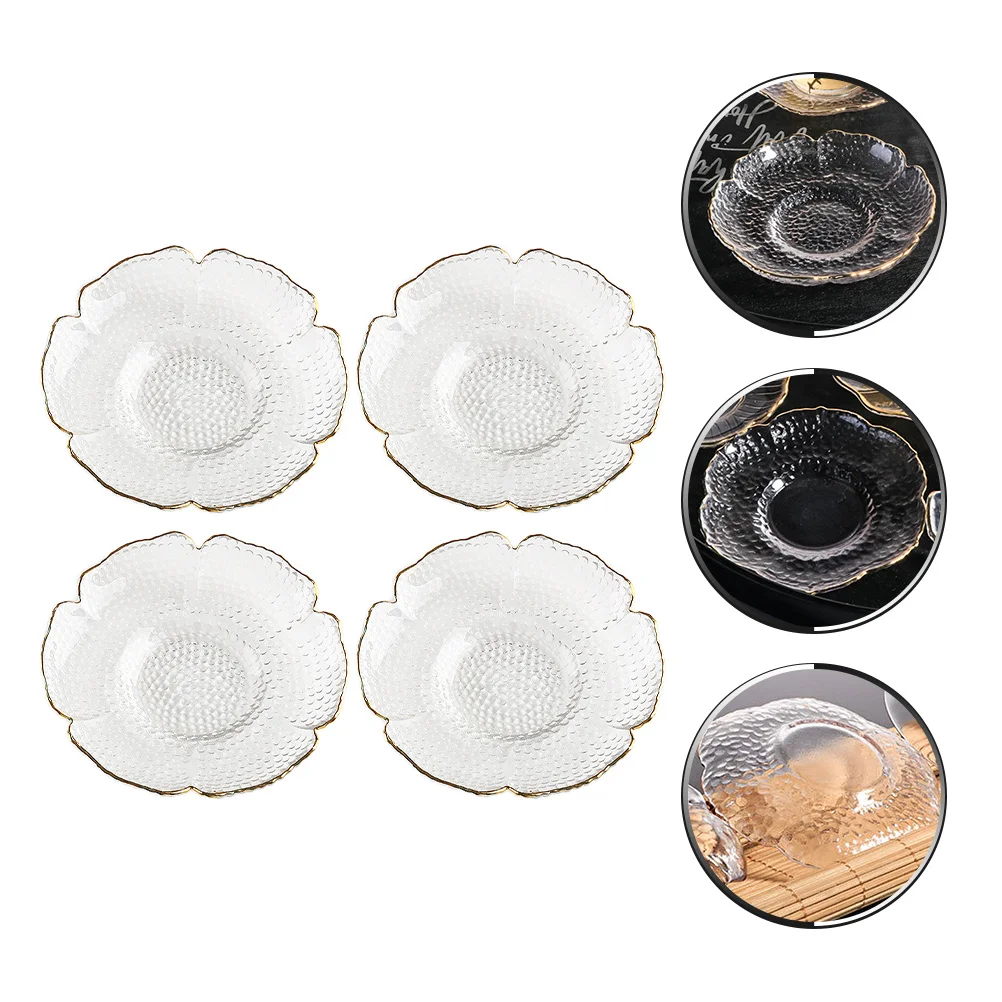 

4Pcs Glass Tea Cup Mats Flower Design Heat Resistant Anti Skid Coasters Japanese Style Table Cushion Decoration