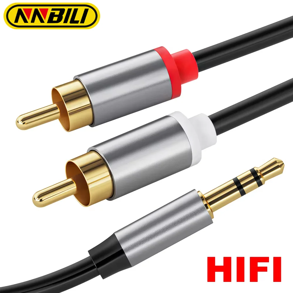 NNBILI 3.5 mm To RCA Cable 3.5mm TRS 3 Pole Adapter Cable For Mobile Phone TV Amplifier Jack Auxiliary Wire HIFI Audio Connector