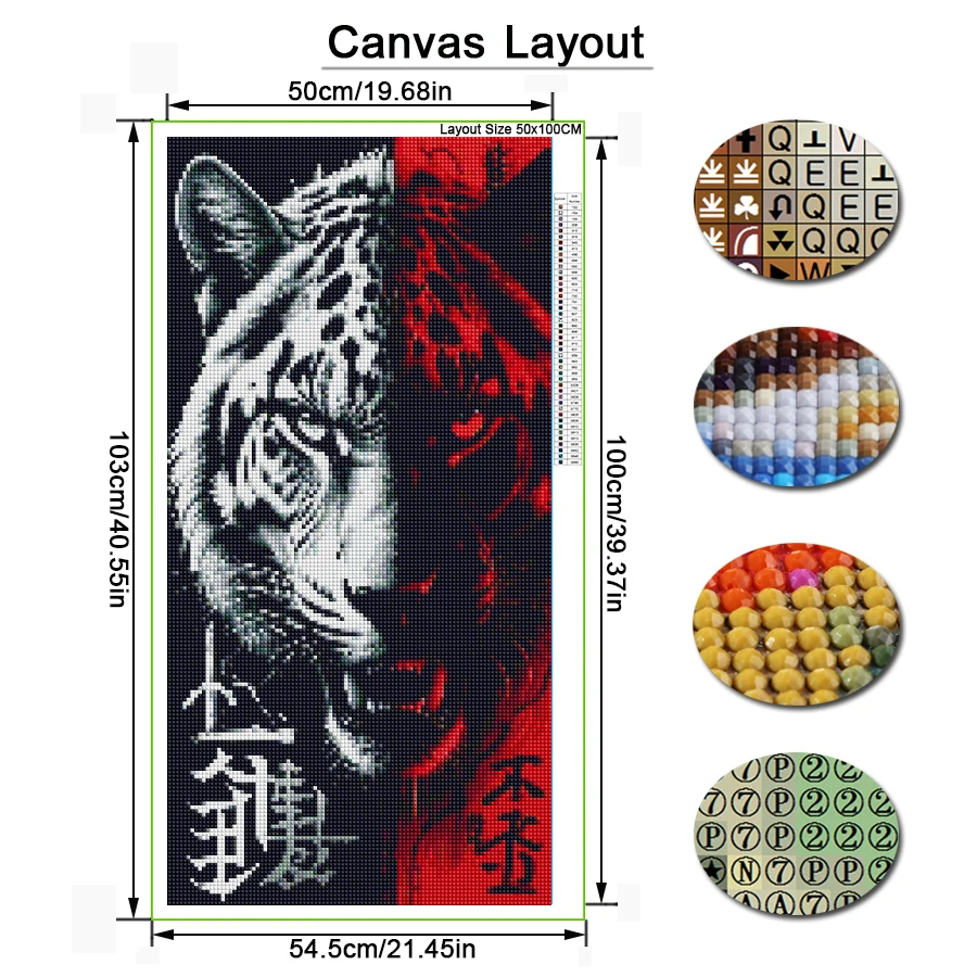 Black White Tiger Wolf Leopard Diy Diamond Arts For Adults Painting Large Size Wild Animals Full Mosaic Embroidery Picture