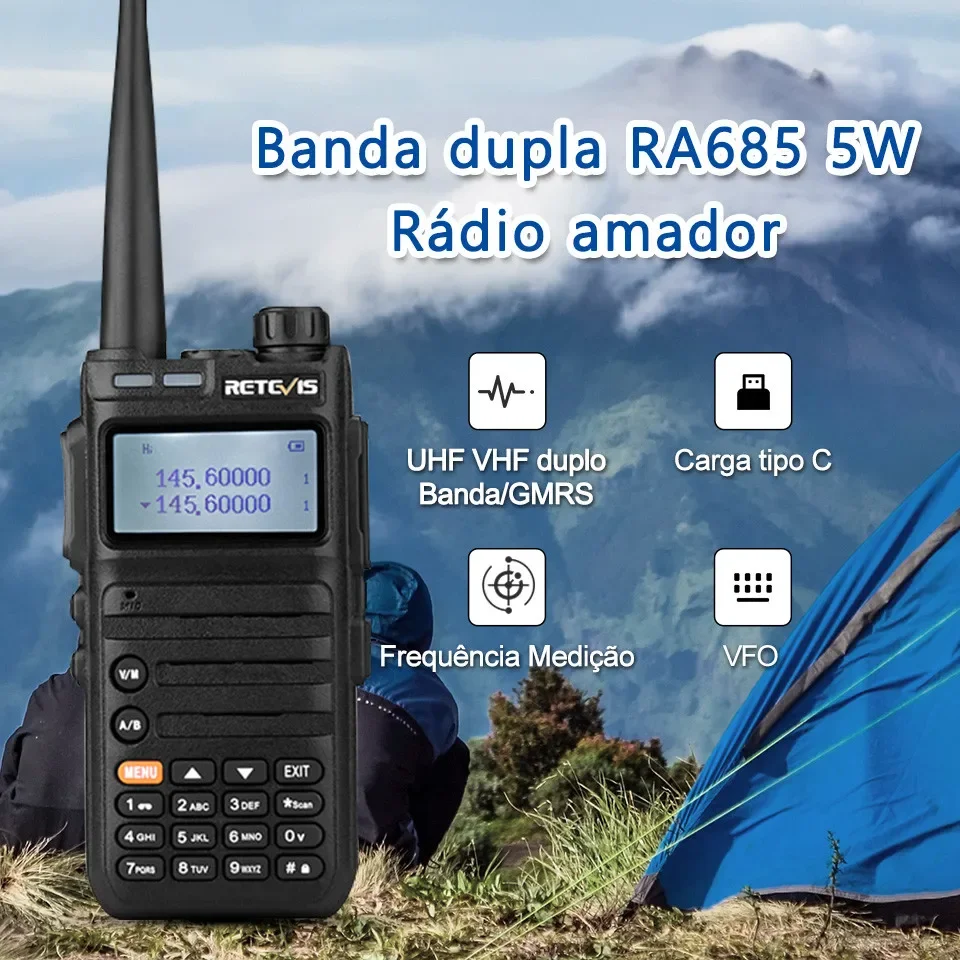 Retevis Radio Amador RA685 Longo Alcance Portátil Radio Comunicador Walkie Talkie Radio px Rádio Comunicador Longa Distância Profissional vhf uhf ht RA85 CHIRP