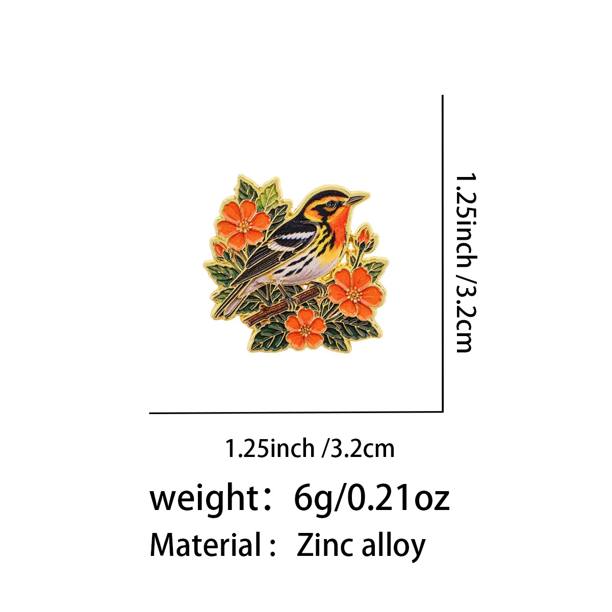 Bird Flower Enamel Pin Vintage Nature Brooch Lapel Pins Backpack Badge DIY Clothing Decor Accessory Garden Lover Metal Jewelry