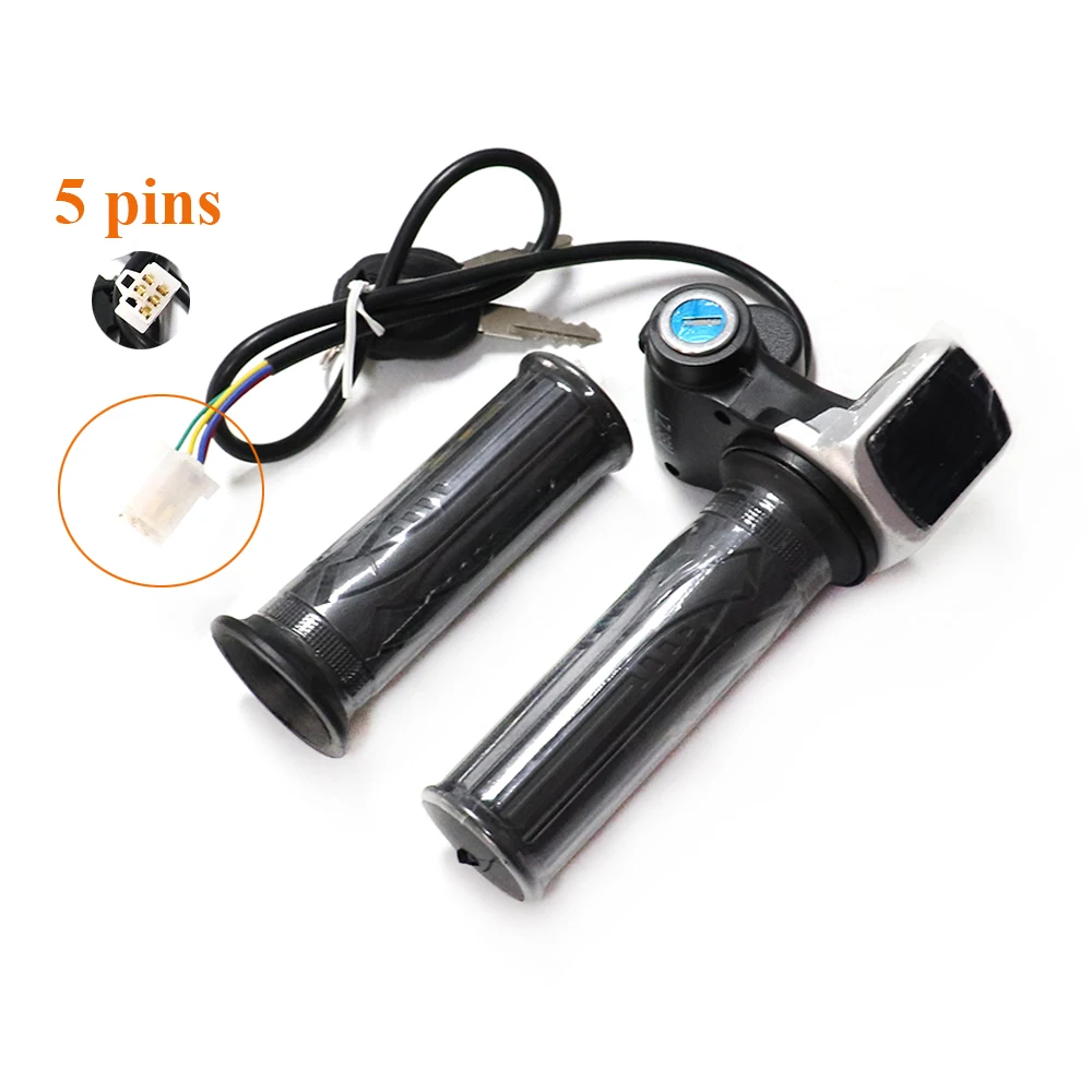 24V 36V 48V Electric Bicycle Twist Throttle Accelerator Gas with LCD Display and Key Lock for Electric Bike/Scooter e-bike Parts