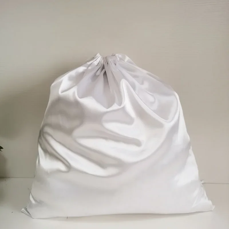 50pcs 50x50cm Large Size White Silk Satin Drawstring Packaging Bag for Shoes Clothes Gift Box Cover Hair Wig Storage Custom Logo