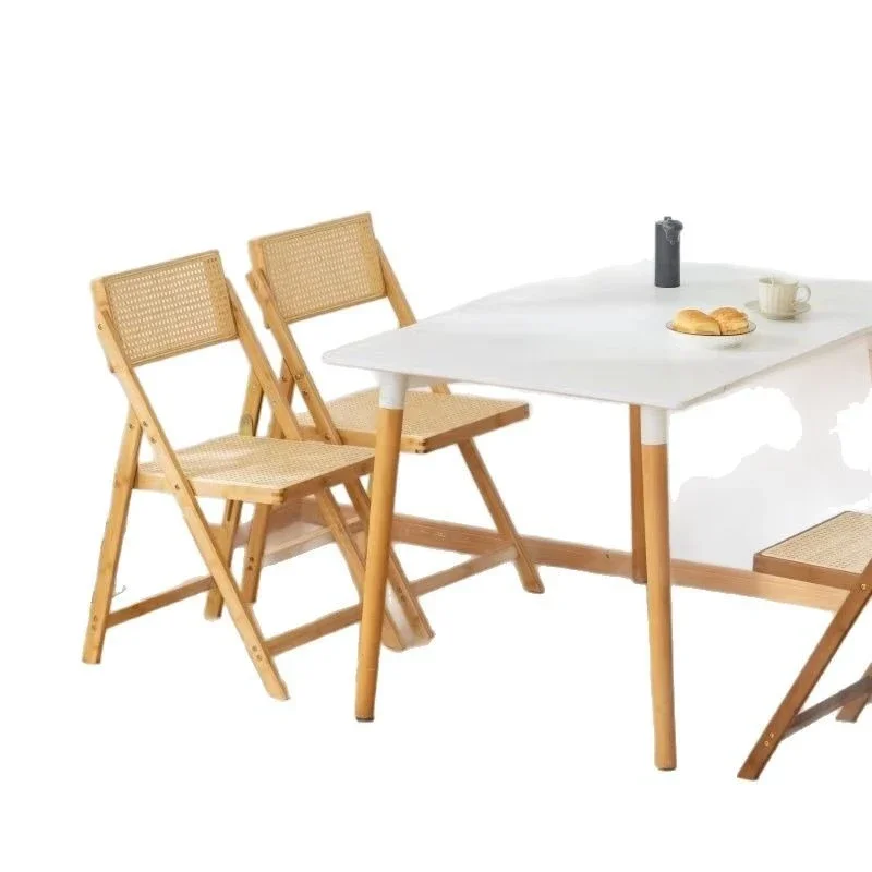 Nordic casual dining chair folding chair stool folding home backrest chair backrest soft bag solid wood bed