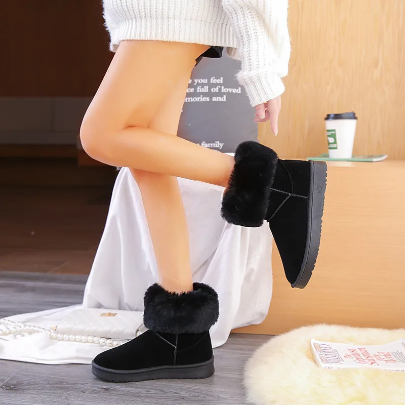 Ladies Snow Boots Platform Booties Suede Female Shoes Black Furry Chunky Ankle Chic Point Hot And Low Price Comfortable Elegant