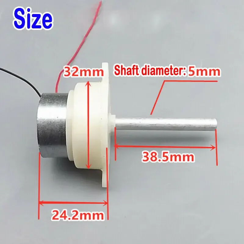 DC 6V-12V Round Mini 300 Geared Motor 5RPM-10RPM Low Speed Long Shaft Mute Micro DC Solar Motor