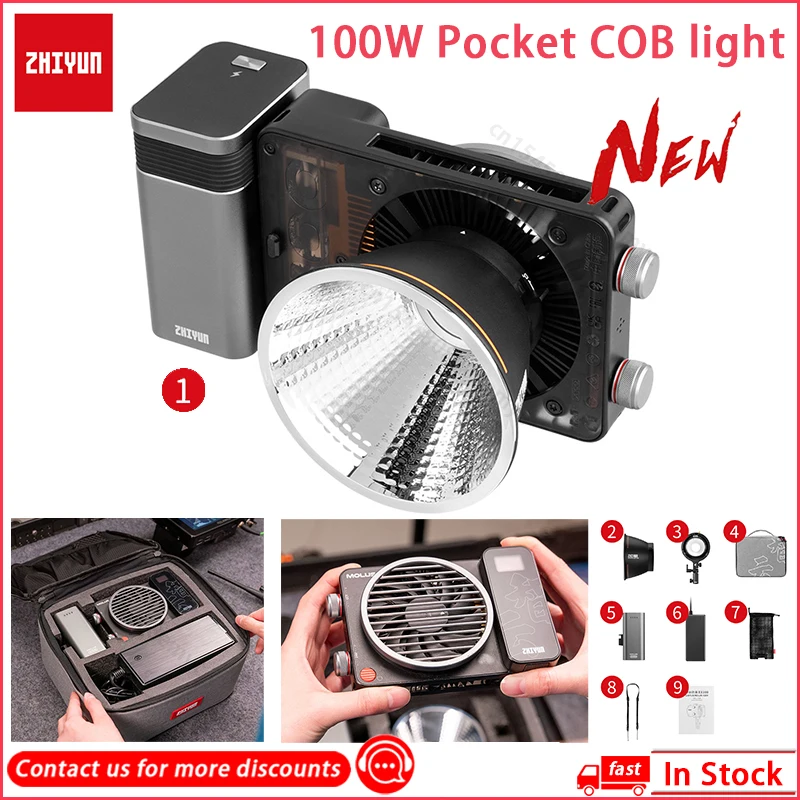 ZhiYun X100 G60 100W 60W Video Light Pocket COB light Bi-Color 2700K-6500K Photography Lighting Photographic Strobe Lighting App