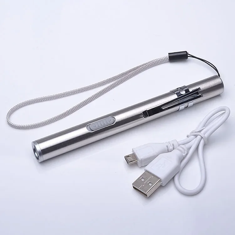 USB Rechargeable LED Flashlight High-quality Powerful Mini  LED Torch XML Waterproof Design Pen Hanging With Metal Clip