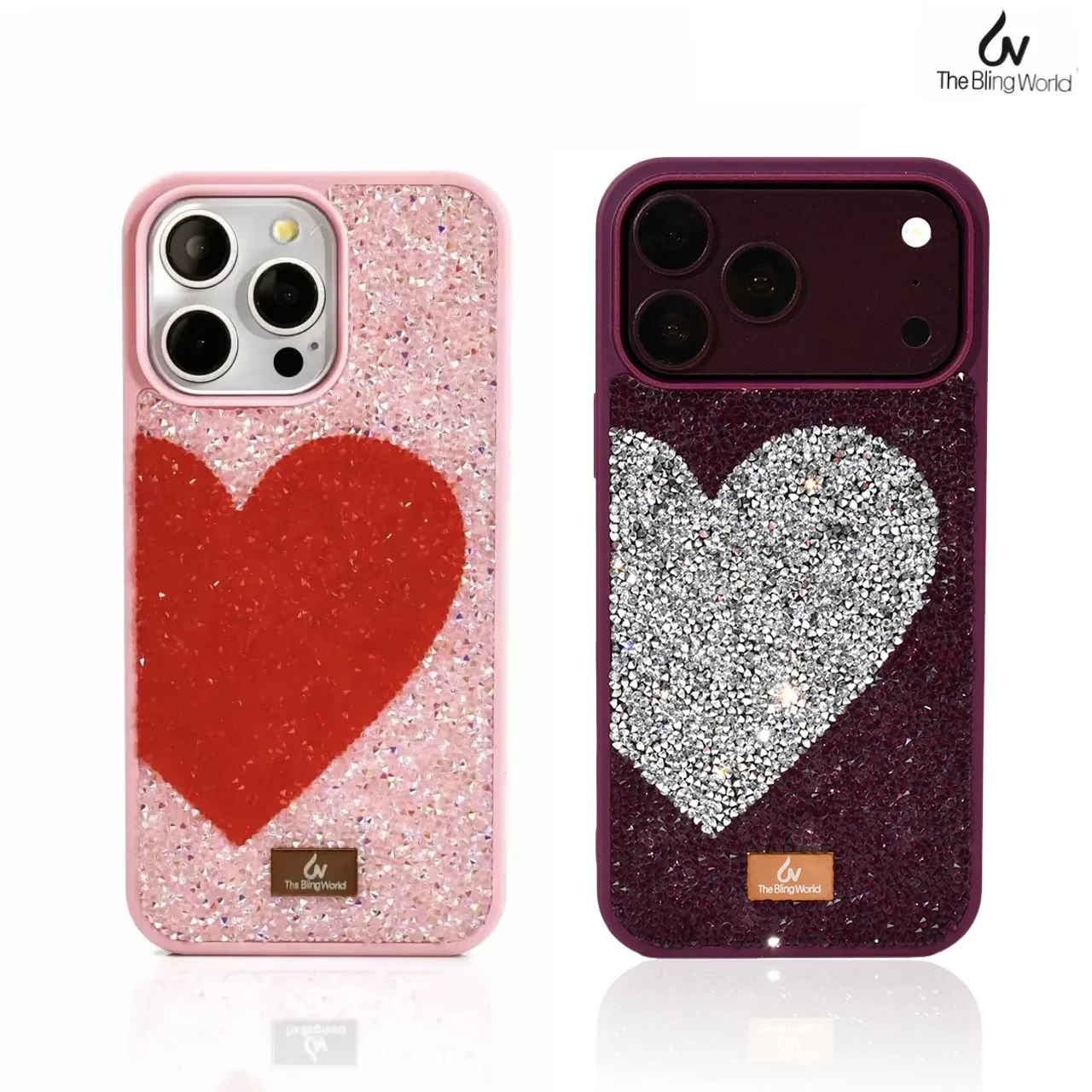 For Apple Iphone 18 17 Air 16 Pro Max 15 14 Luxury Inlaid Diamond Creative Love Heart Rhinestone Girls Shockproof Phone Cover
