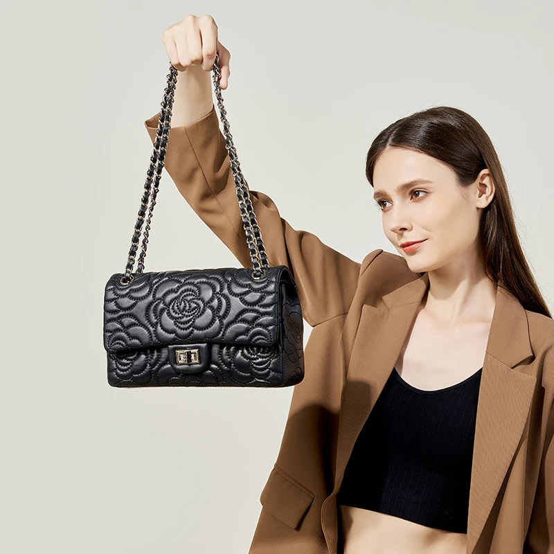 

Designer luxury women's bag Real leather texture, chain square bag, versatile casual multifunctional shoulder bag, underarm bag