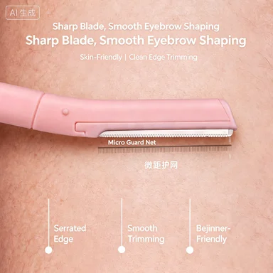 Manufacturer Macaron curved handle eyebrow trimmer transparent protective cover macro blade anti-scratch women's eyebrow trimmer