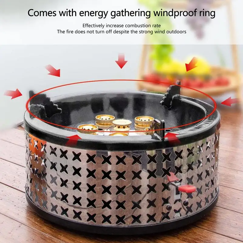 Portable Camping Stove 15800W 6-Core Strong Fire Power Cassette Stove Windproof Outdoor Gas Burner Hiking Fishing Supplies