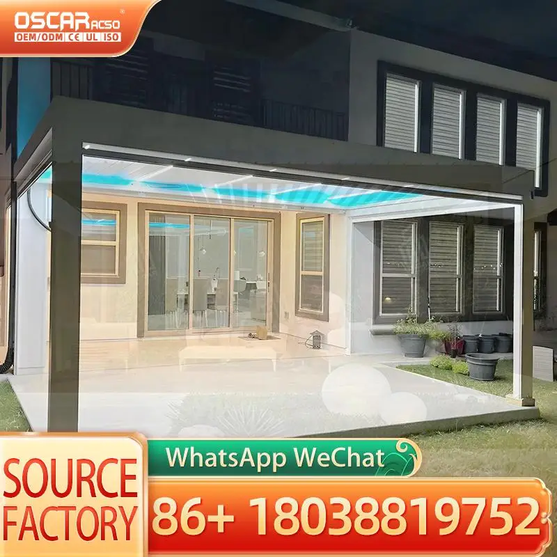 Outdoor Aluminum Alloy Electric Pergola for Garden Terrace Balcony with Cooling Function and Openair Design pergola