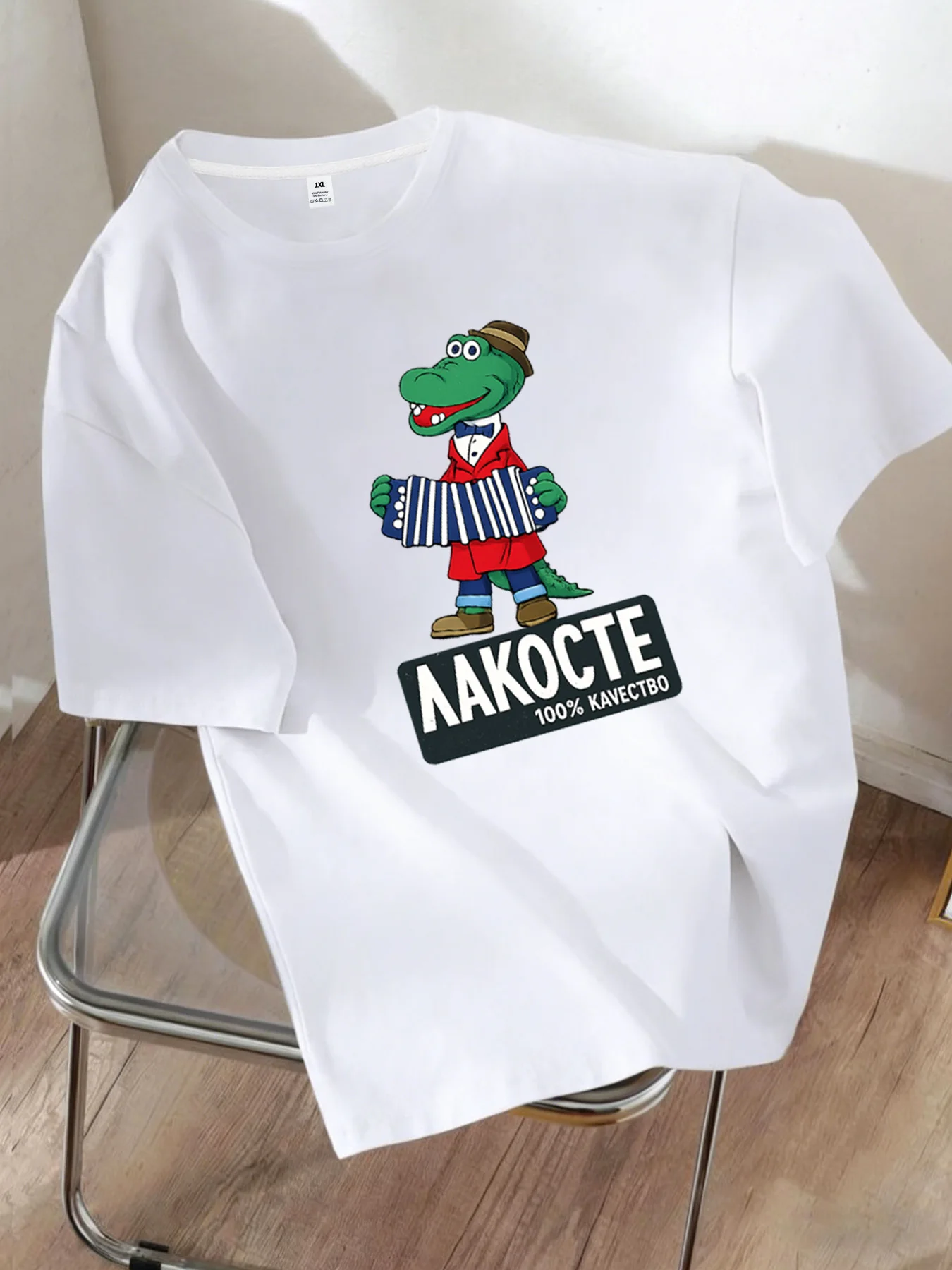 

[YJ01420] Женская футболка больших размеров с принтом крокодила и букв, летняя повседневная футболка с круглым вырезом и коротким рукавом, модная и универсальная