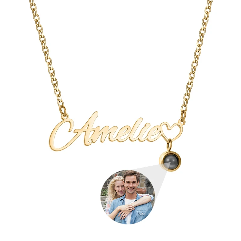 

Ожерелье с индивидуальным именем, персонализированное ожерелье с подвеской в виде фото с сердечком, ожерелье с изображением по индивидуальному заказу, подарок для женщин на День святого Валентина