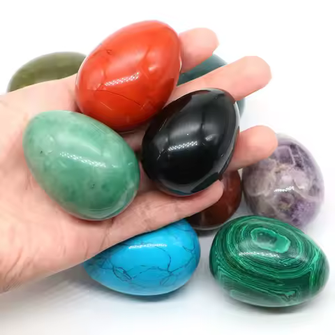 34x49mm Yoni Egg Statue Natural Healing Crystal Stone Chakra Reiki Energy Quartz Mineral Specimen Home Decor Easter Gift