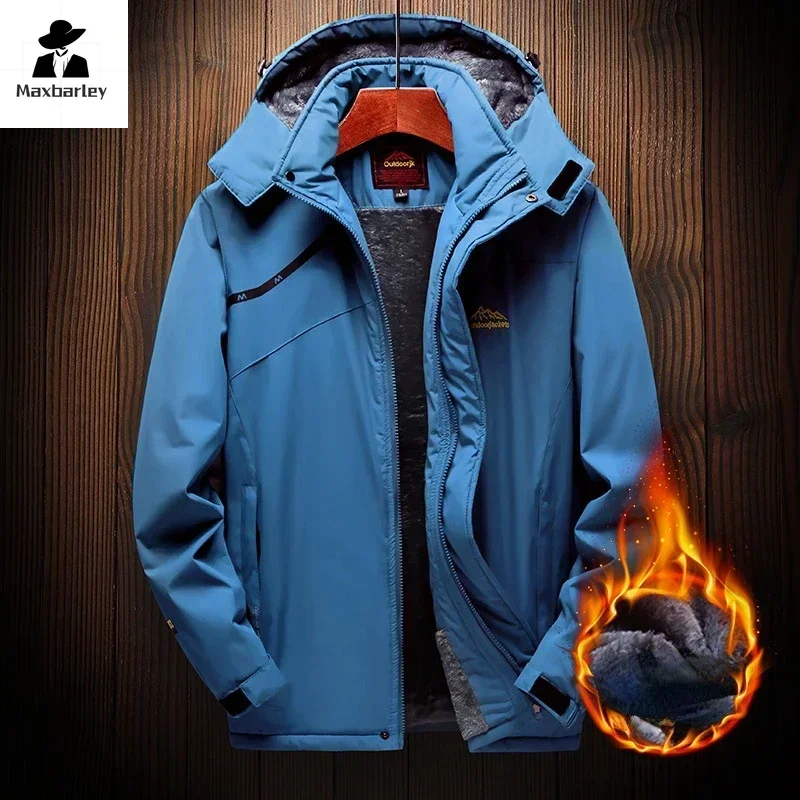 Parka com capuz grosso quente de lã de inverno masculina, casaco impermeável masculino, jaqueta acolchoada, casacos de neve, tamanho grande, 7XL,