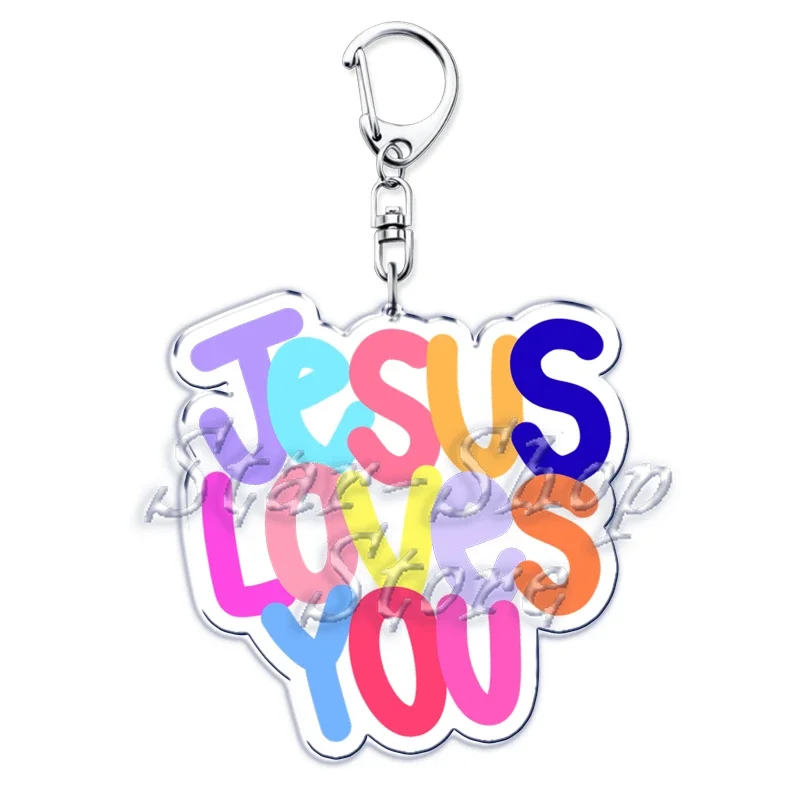 Jesus Loves You Letter Keychains Christian God Bible Quote Keyring for Accessories Bag Pendant Key Chain Jewelry Fans Lover Gift