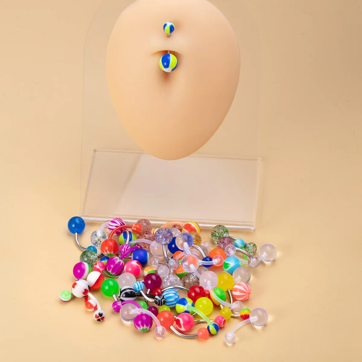 Colorful Acrylic Ball Belly Button Rings Set, 50-100pcs
