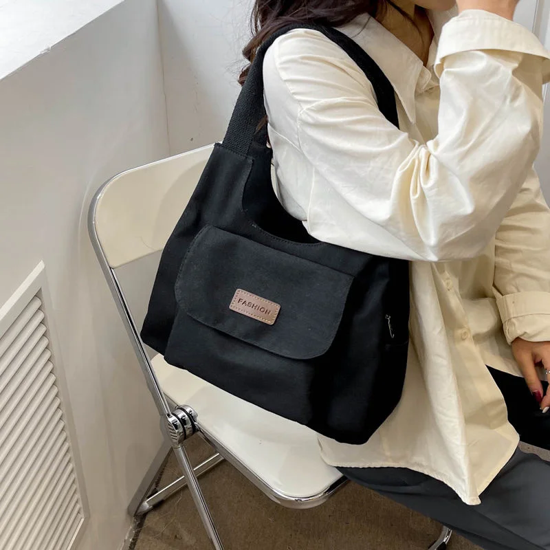 Fashion Canvas Shoulder Bags for Women Youth Student Casual Ladies Large Capacity Totes Crossbody Bags Handbags Messenger Bag