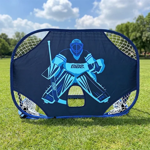 Black Blue Foldable Human Shape Hockey Goal, All-in-one for Floor & Street Hockey Training